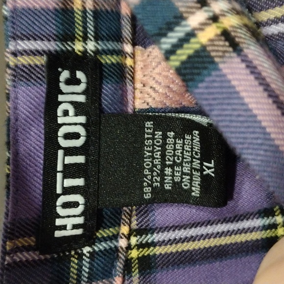 Hot Topic Purple & Pink Pastel Plaid Embroidered Heart Mini Skirt Sz XL-Harajuku - Picture 2 of 5